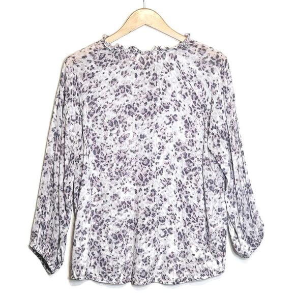 Cloth & Stone Leopard Print Blouse V-Neck Tie Neck Long Sleeve Workwear Chic L - Picture 9 of 15